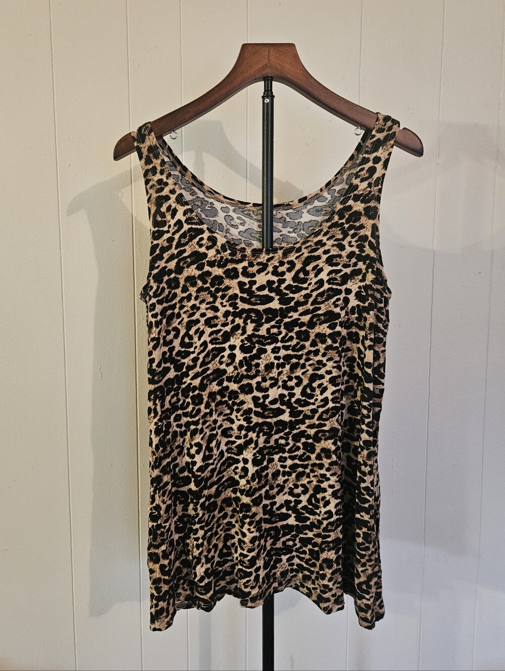 Unbranded Leopard Print Sleeveless Tank Top - Brown/Black